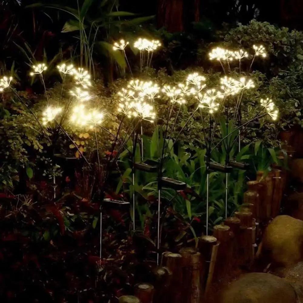 Oświetlenie ogrodowe solarne Wodoodporne oświetlenie fajerwerków solarnych z 8 trybami 60 diod LED Oświetlenie zasilane energią słoneczną do zewnętrznego podwórka Ścieżka ogrodowa Dekoracja zewnętrzna