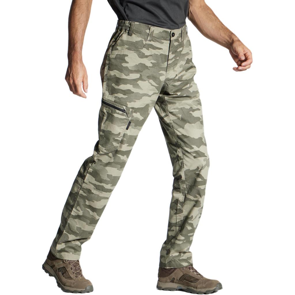 DECATHLON 100 Series Lightweight and Comfortable Durable Wilderness Adventure Lightweight Slacks Men's Camouflage Green