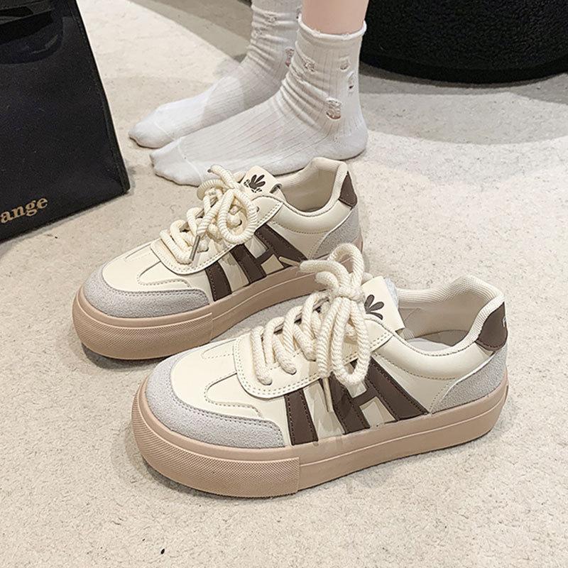 Platform-soled German training shoes, little white shoes, women's 2025 new spring and autumn versatile student lace-up canvas shoes, casual sports