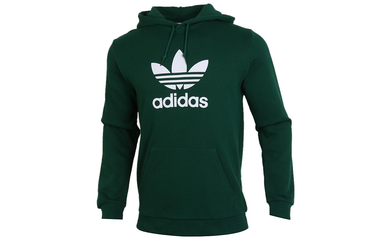 Adidas Originals Trefoil Sweatshirts Men s Green Hooded Moderate Regular GJ8300 S