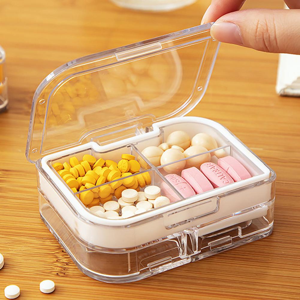 Portable Pill Box Moisture-proof Pill Storage Box Portable 3-in-1 Pill Cutter Storage Box with Moisture-proof Design for Tablets