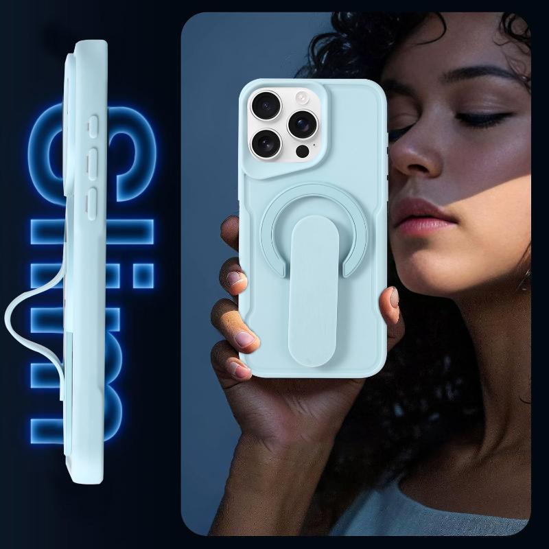 For Magsafe Magnetic Push Pull Holder Ring Luxury Solid Color Phone Case For iPhone 16 Pro Max 14 11 12 13 15 Pro Max Back Cover