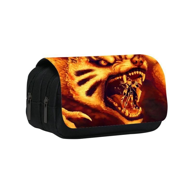 Naruto Shinobi Printed Twin Compartment Pen Pouch With Waterresistant Nylon For Students