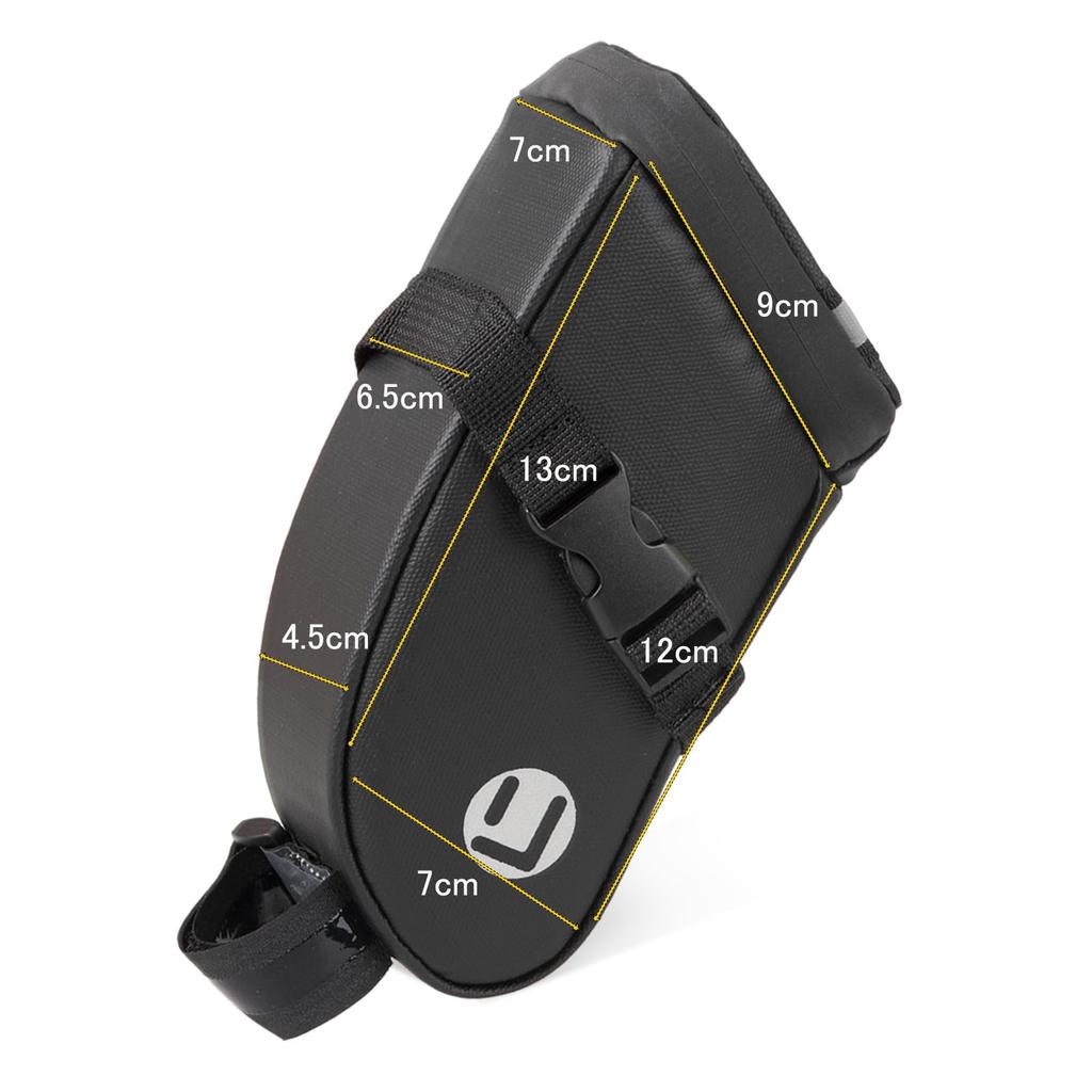 Compact Saddlebag with Water Water Reflective and Taillight Hanger for Easy Installation 0.8L Strap, Resistant, Repellent, Material, (Black)
