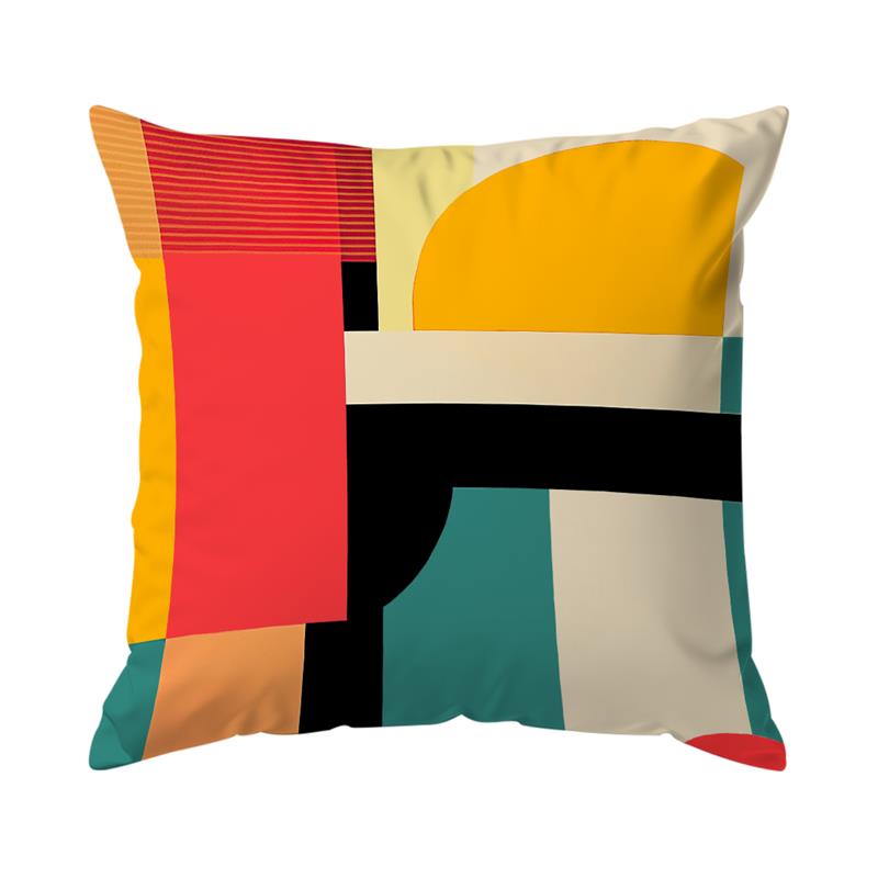 Colorful Abstract Geometry Cushions Pillowcase Printed Polyester 45X45Cm Throw Pillow Cover Decorative Sofa Cushion Pillowslip