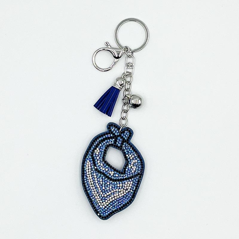 Strass Blau Schal Schlüsselanhänger Quaste Anhänger - Modisches Metall Tasche & Auto Zubehör