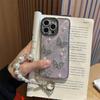 Rhinestone Butterfly Pearl Mobile Phone Case Is Suitable For Apple 17Promax Epoxy Glitter Iphone16 Fine Hole Anti-Drop Women