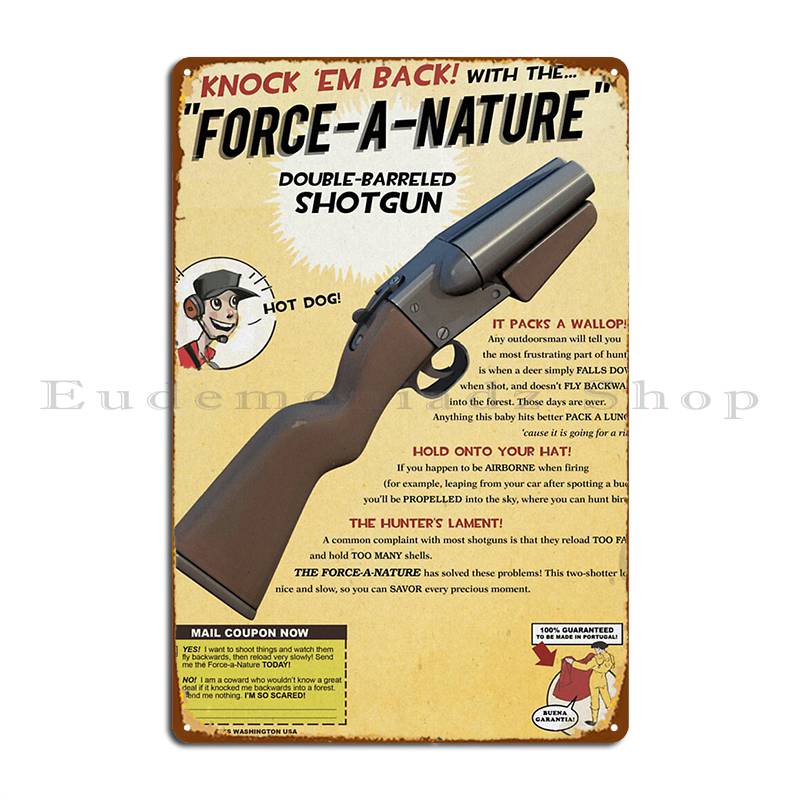 

Tf2 Force A Nature Team Fortress 2 Фан Металлическая Вывеска Бар Гараж Печать Индивидуальная Декорация Гаража Жестяная Вывеска Постер 20x30cm