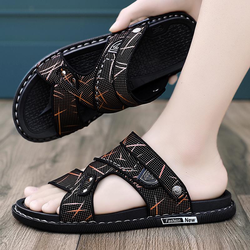 Pánské pohodlné sandály s tlustým dnem, ležérní, odolné proti opotřebení, letní plážové boty, nazouvací pantofle