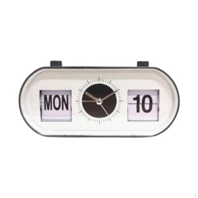 Manual Flip Clock Calendar Analog Desk Table Alarm for Office
