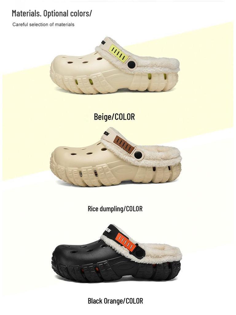 Herre Vinter Fleeceforede Tøfler med Lukket Tå: Tykk, Varm og Komfortabel for Utendørs Bruk