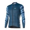 Mens Cycling Jersey Long Sleeve Breathable Performance Bike Shirt Striped Design Ocean Blue Electric