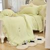1Pc Solid Color Cool Feeling Summer Quilt Korean Style Ins Ruffle Edge Air Conditioning Thin Comforter Home Queen Size Bedding