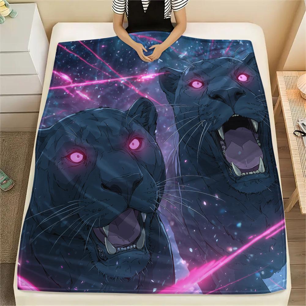 Black Panthers Print Flannel Blanket, High Quality Comfortable for All Seasons, Home Decor, Warmth and Comfort