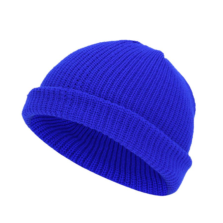 Retro Dome Melon Cap: Warm Knitted Solid Color Beanie Wool Hat
