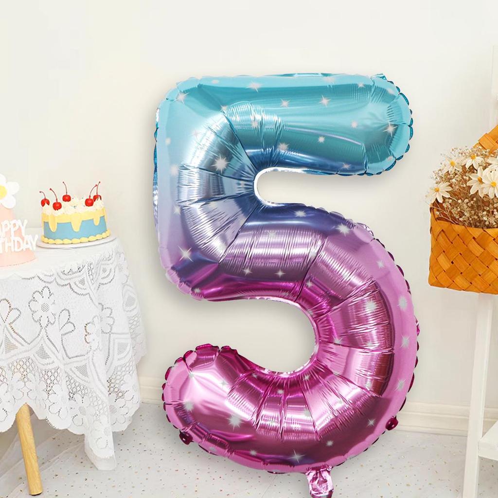 32-Inch Gradient Color Aluminum Foil Number Balloons - US Version