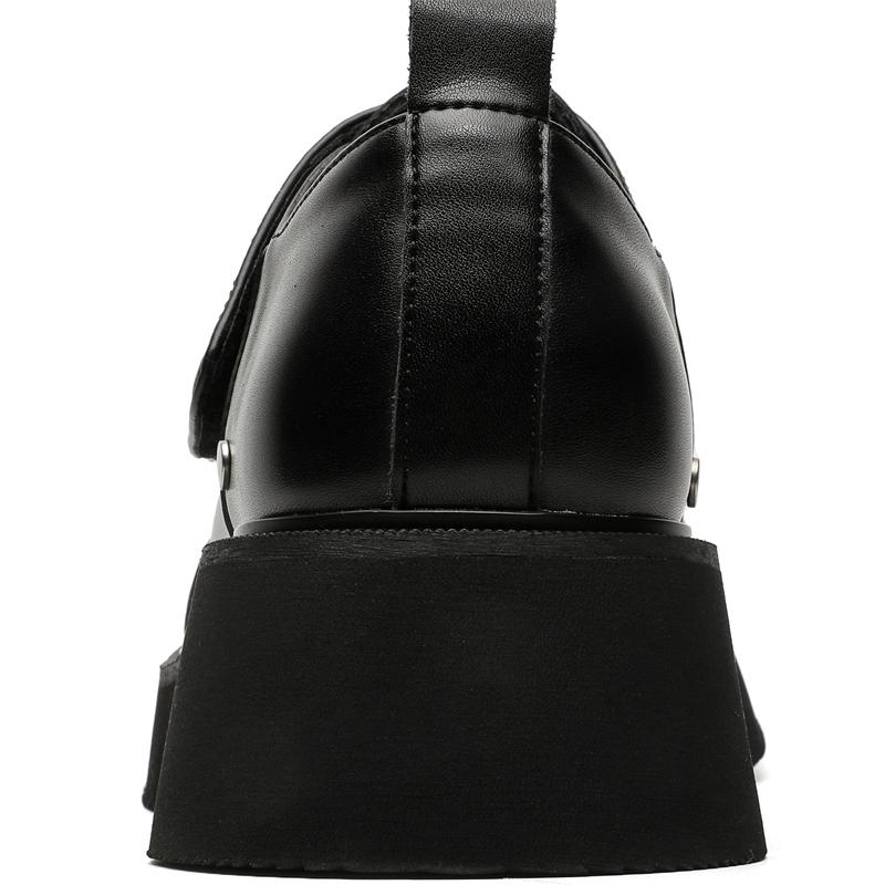 Original Design Hohe Qualität Britischer Punk Stil Schwarze Leder Slipper Für Herren Hombre Täglich Kleiden Höhenerhöhende Schuhe