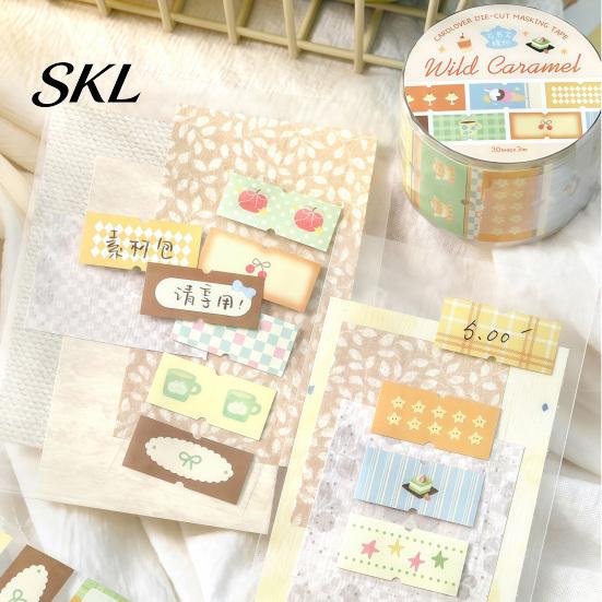 Soft Color Tape Writable Labels Washi Roll, Decorative Patterns Art Craft Smudge Proof Sticker Masking for Scrapbook, Journals, Planners, Card Making