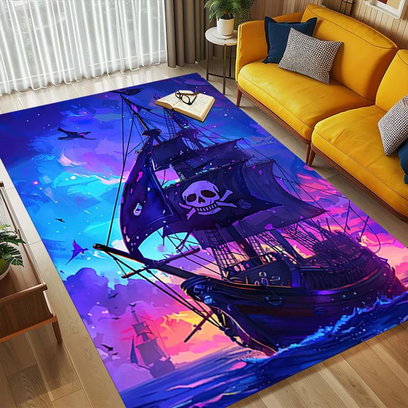 Pirate Ship Area Rug Carpet For Bedroom Game Playroom Living Room Nonslip Sofa Office Home Decor Doormat Christmas Gift C341
