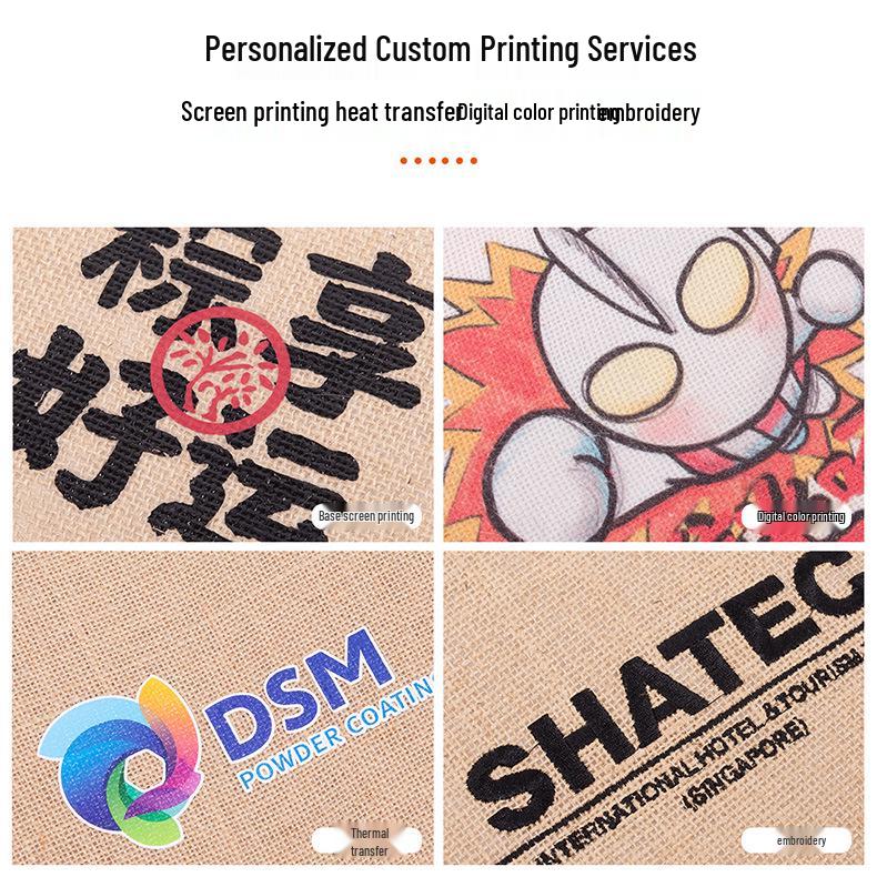 Retro Bamboo Handle Jute Bag - Waterproof, Laminated, Eco-Friendly