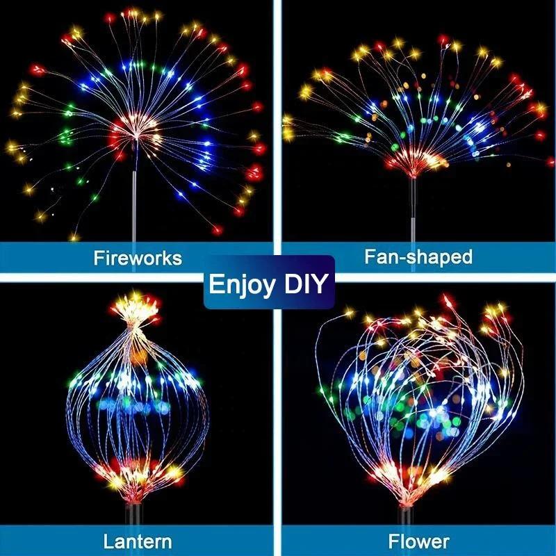 Solar LED Lights Solar Firework Fairy Light Outdoor Garden Decor Pathway Lights Waterproof Yard Lawn Patio Landscape Decor Light
