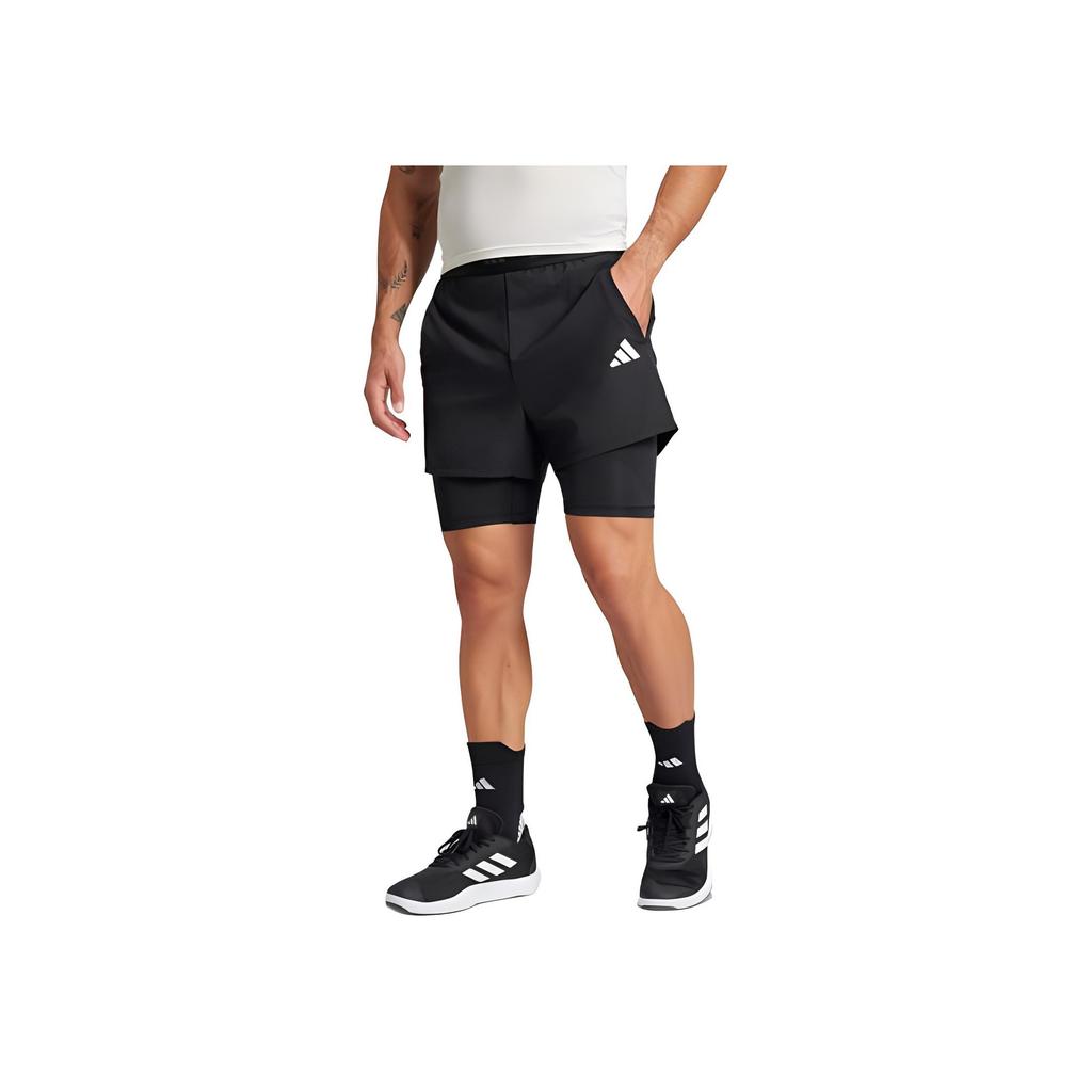 Adidas Gym+ Climacool Series Solid Color Two-In-One Sweat-Wicking Sports Shorts Men Shorts Black JE5665