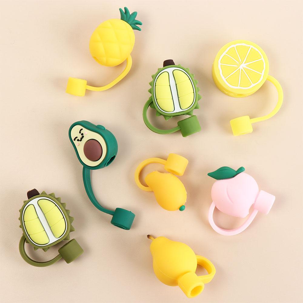 Roztomilé kreslené silikonové nápojové nádobí Ochrana proti stříkající vodě Ozdoba na brčko Prachovka Kryt na brčko Doplňky ke kelímku