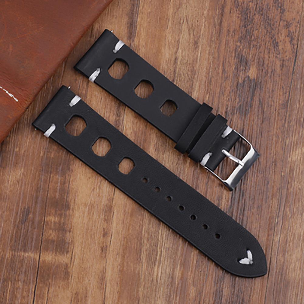 Vintage Leder Uhrenarmband 18mm 20mm 22mm 24mm Atmungsaktives Loch Handgenähtes Armband für Herren Damen Ersatz Handgelenkband