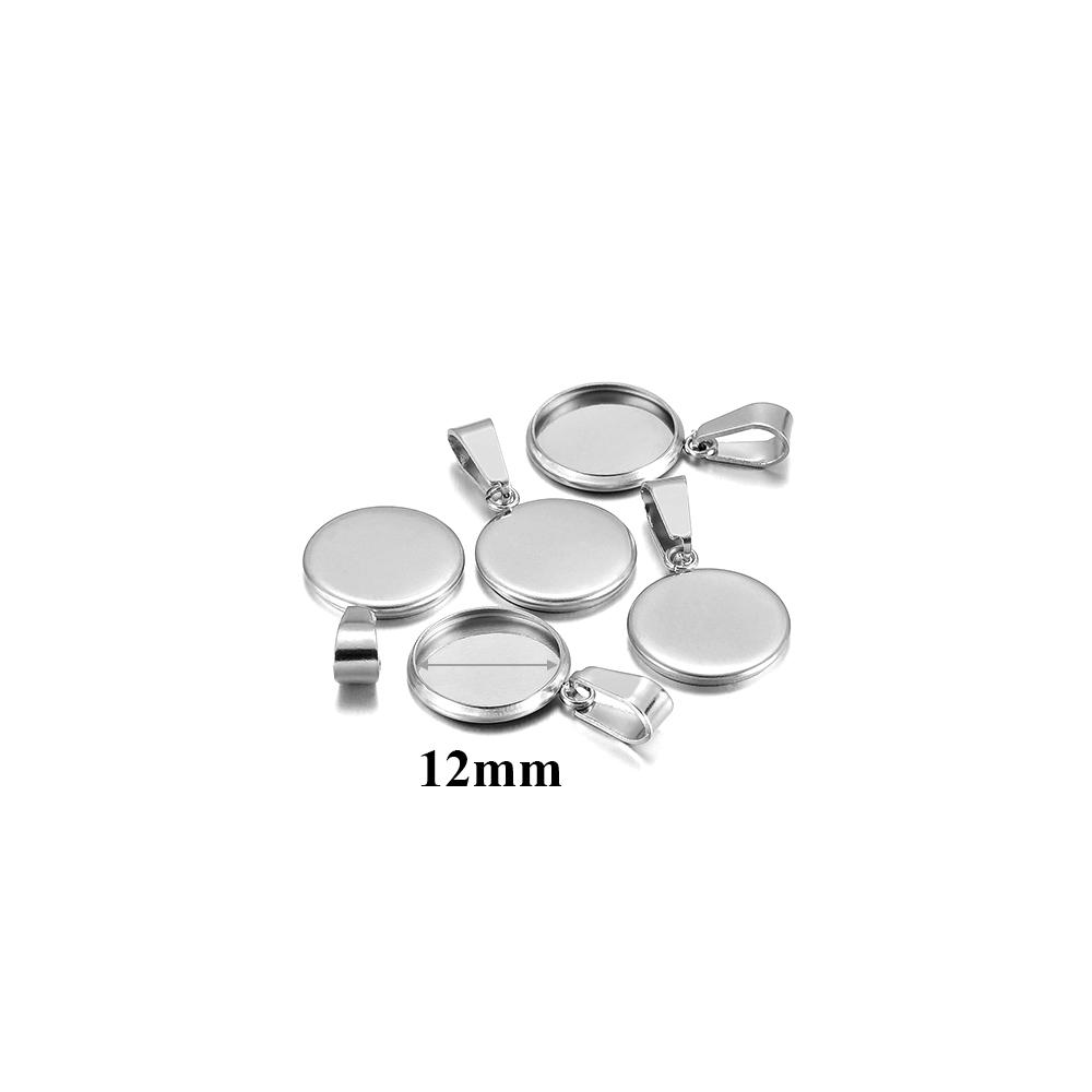 10pcs Fit 10 12 16 20 30mm Stainless Steel BlankCabochon Cameo Base Settings Tray Bezels Pendant Charms for DIY Jewelry Making