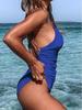 Maillot de bain une pièce pour femme - Dos nu profond, Sexy, Protection solaire, Couleur unie