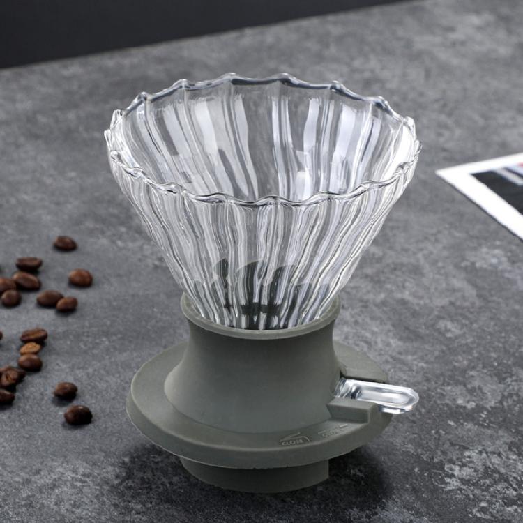 Decorative Waved Glass Coffee Filter Including Silicone Base Professional Stable Coffee Dripper for Home Use