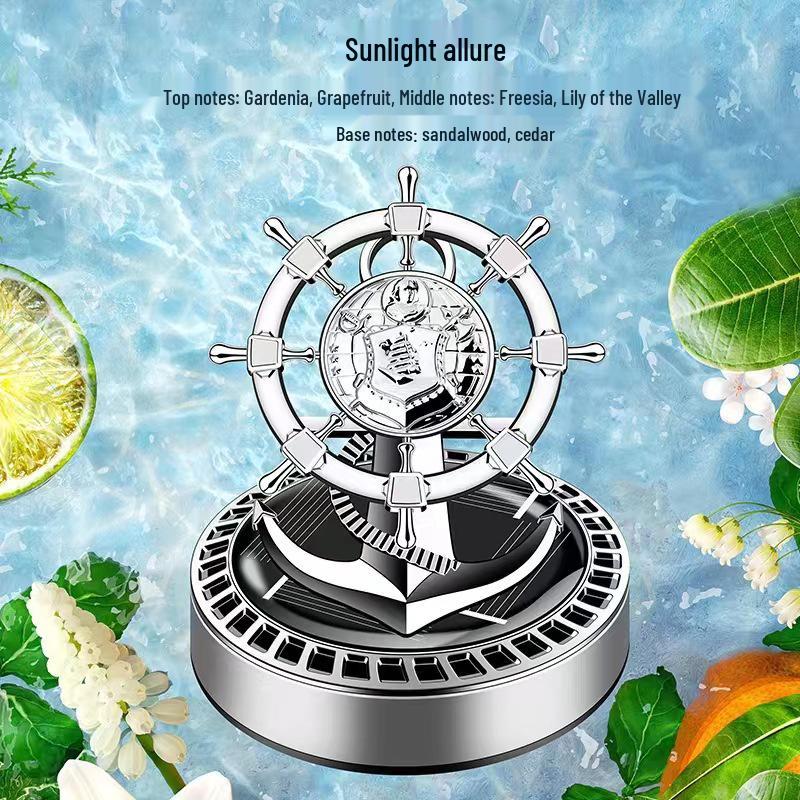 Solar Car Aroma Diffuser: Time Flies Steering Wheel Perfume Holder Ornament