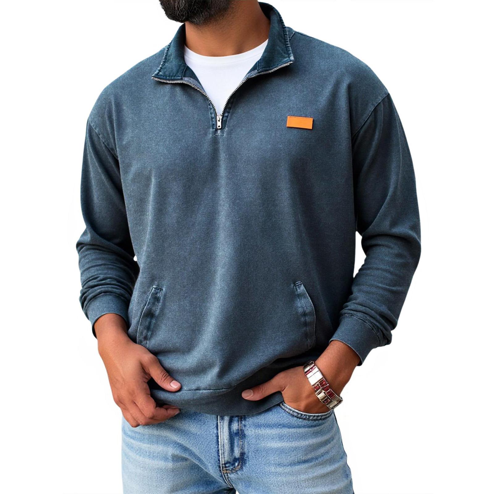 

Мужская осенне-зимняя повседневная теплая флисовая толстовка-пуловер с капюшоном на подкладке и карманом L