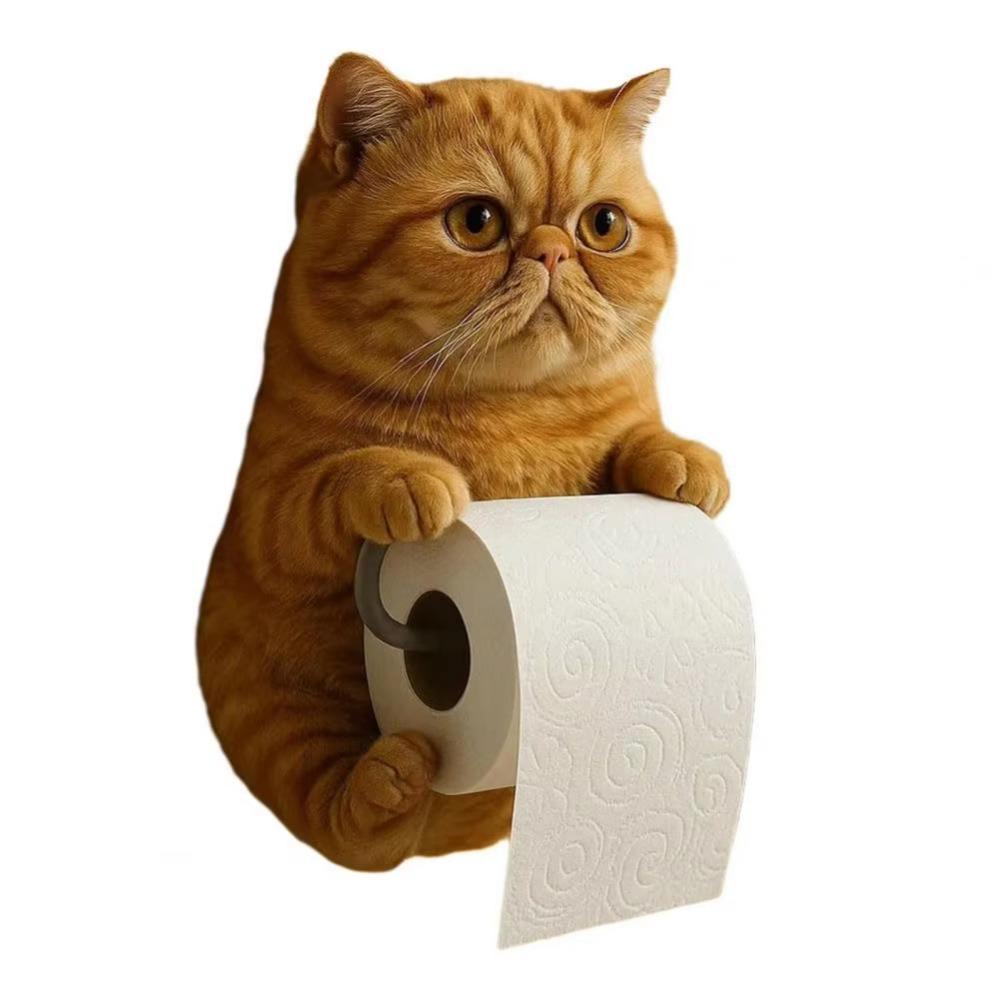 Simple Installation Cat Toilet Paper Holder 3D Cat Shape Hanging Paper Towel Stand  RV Travel