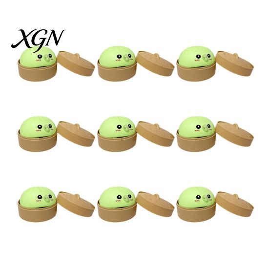 Steamed Bun Stress Relief Toy 12Pcs Bubble Blowing with Steamer Cartoon Dumpling Sensory Pinch Fidget Relaxation Decompression Tool