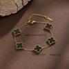 Four-Leaf Clover Jewelry Set: Durable Titanium Steel Earrings, Ring, Bracelet, and Necklace in Trendy 13mm Double-Sided Design.