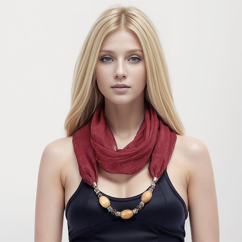 RUNMEIFA Solid color Jewelry Statement Necklace Pendant Scarf Women Bohemia Neckerchief Foulard Femme Accessories Hijab Stores