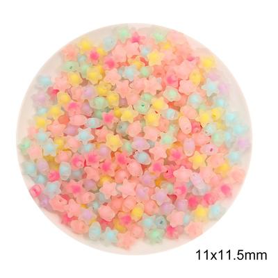 Home Party Supplies Sandwich Acrylic Frosted Pendant Star Shape 40pcs Fashion 11mm Transparent Craft Accessories Loose Beads Candy Color