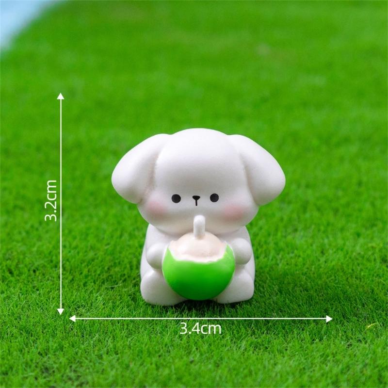 6 Piece Colorful Resins Dog Miniature Sculpture With Beach Theme Design Vacation Animal Statue Table Decoration Accent