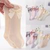 Baby Girls Summer Thin Mesh High Tube Socks Bow Anti-Mosquito Over Knee Stocking