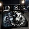 Black White Tigers Pattern 3D Printed Duvet Cover Set Soft Comfortable Bedding Set Wildlife Style Quilt Cover Set Pillowcases