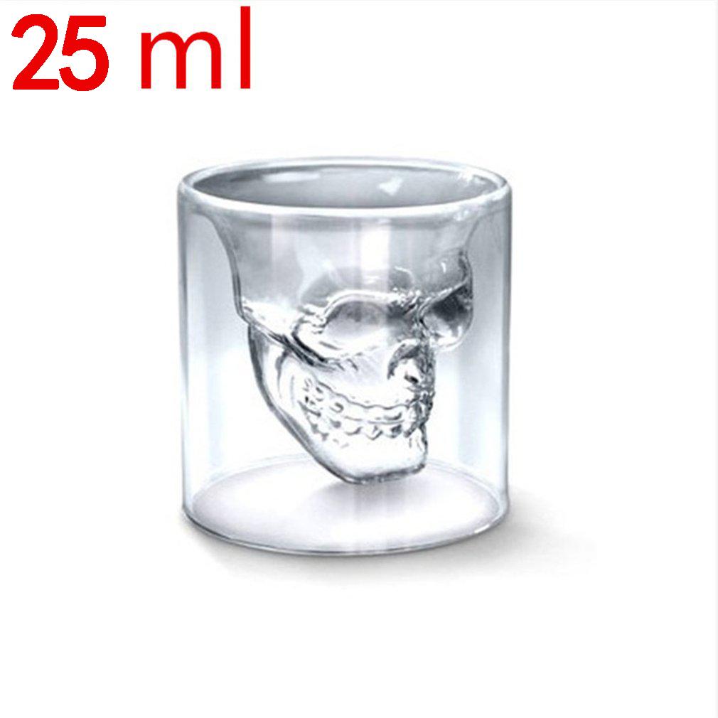 

Double Skull Creative Glass Bar Clear Insulated Glass Skull Whiskey Liquor Beer Glass Shaped Glass 1PCS