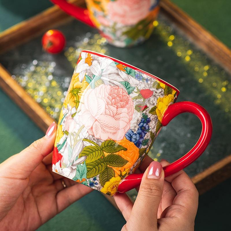 Mug Ceramic Water Cup Household High-value Cup Office Breakfast Cup Retro Coffee Cup Couple Cup