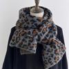 Korean Style New Style Gray Leopard Print Scarf for Women Winter Knitted Woolen Scarf with High Quality and Wool