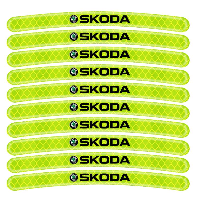 Reflexní samolepky na střed kola auta Svítící doplňky na ráfek pneumatiky Pro Skoda Octavia Superb Rapid Kodiaq Karoq Fabia Kamiq Roomster Citigo