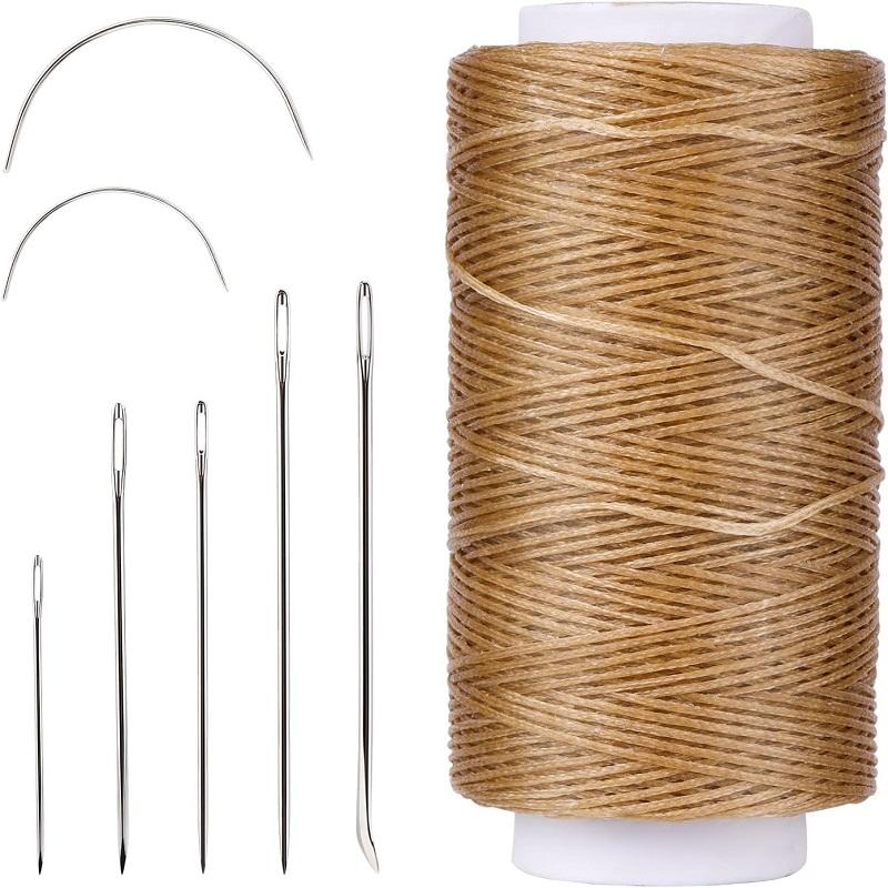 

150м 150D нитки для шитья кожи вощеная нить для кожи плоская вощеная пряжа для кожи переплетная пряжа с иглами для кожаных поделок своими руками хаки