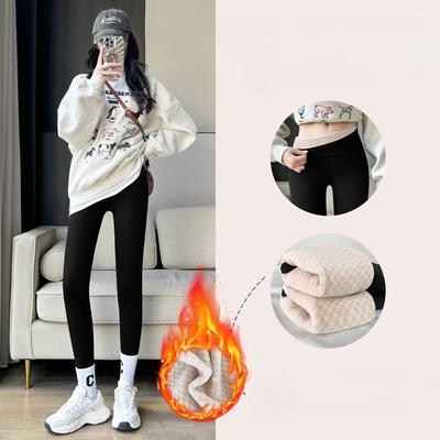 Tight Pants Fleece Lined Women Winter Warm Plus Size Thick Figure Hugging Diamond Quilted Ankle Leggings
