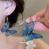 Dream Blue Cool Wind Butterfly Ear Hook Light Luxury High-end Earrings Super Fairy Beautiful Seaside Vacation Style Earrings Women
