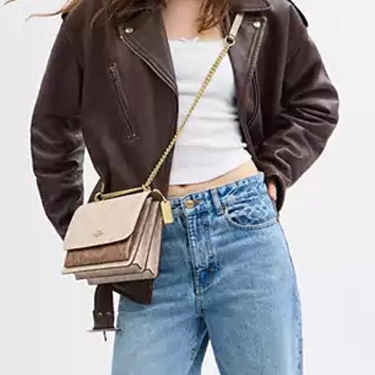 Coach Klare 21 Coated Canvas Crossbody Shoulder Bag Women bags Beige Brown CY678-IMXI9