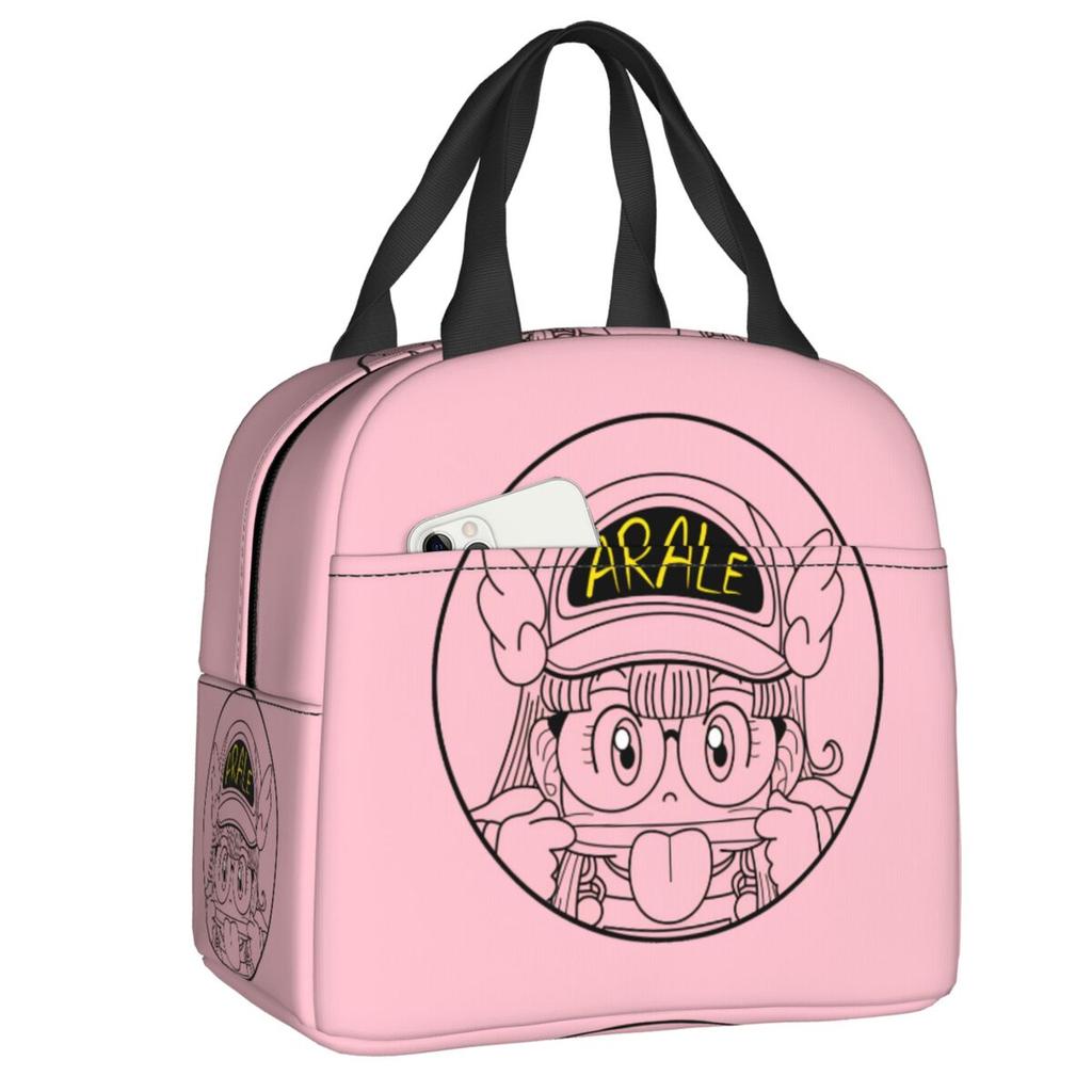 Custom Arare Arale Purple Dr Slump Resuable Lunch Box for Women Multifunction Cooler Thermal Food Insulated Lunch Bag Student